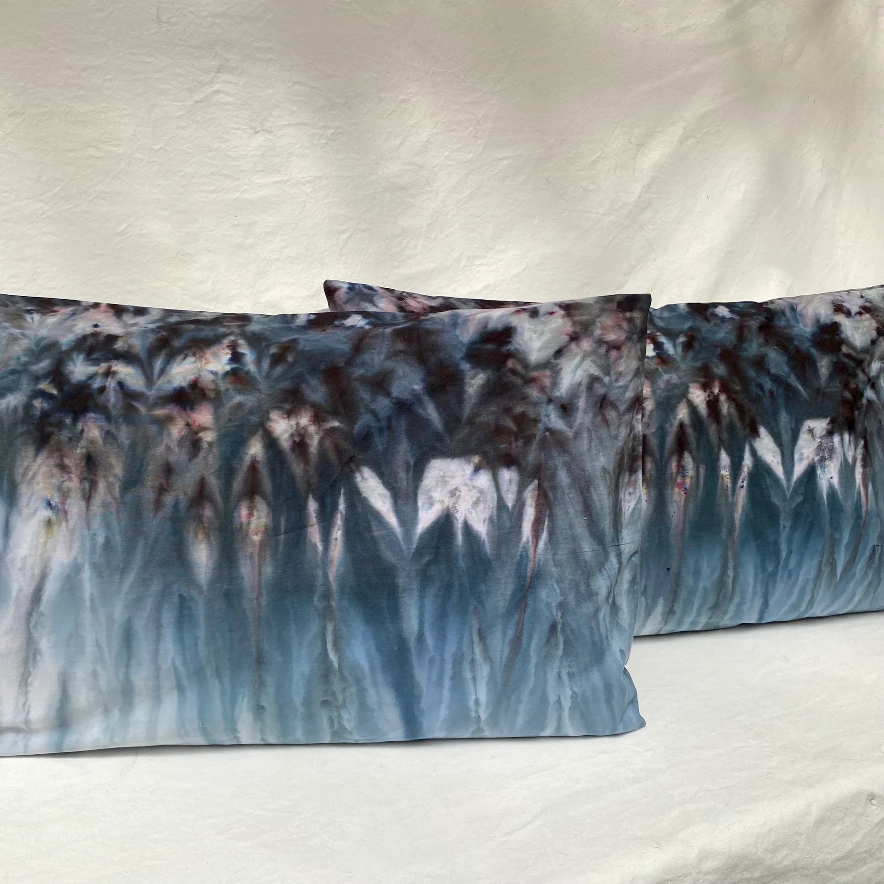 Hand Dyed pillow slips set of 2 Waterfall Design Sewcial Dyes