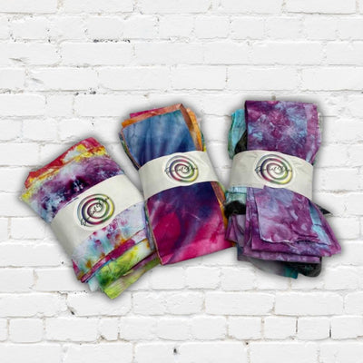 Tie dye hand dyed fabric scraps