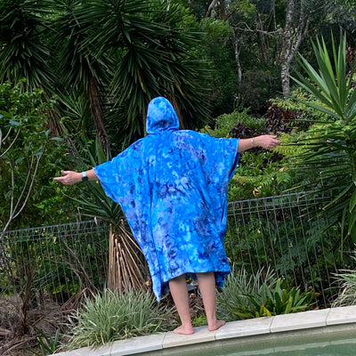 Adults tie dye Hooded beach towel - Blue