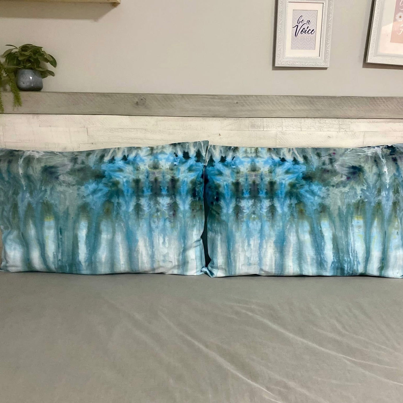 Hand Dyed pillow slips set of 2 | Blue Waterfall