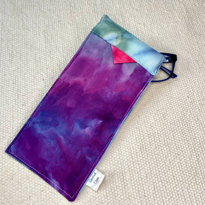 #38 Tie Dye Glasses Case - Purple marble with red tab