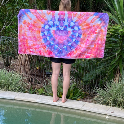 Tie Dye HEART Beach/Bath Towel