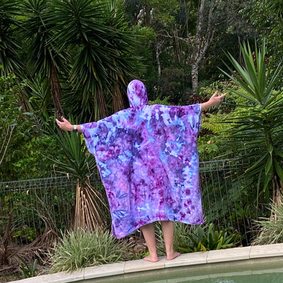 Adults tie dye Hooded beach towel - Purples