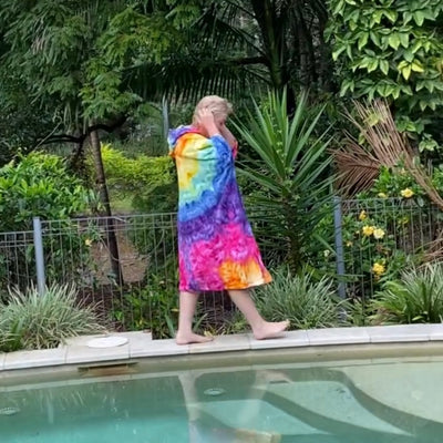 Adults tie dye Hooded beach towel - Purples