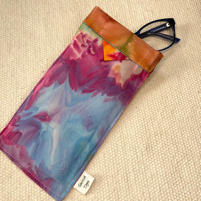 #39 Tie Dye Glasses Case - Pink/Blue with orange tab