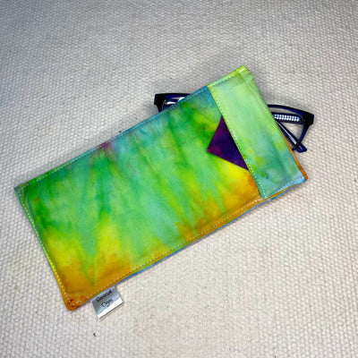 #16 Tie Dye Glasses Case - rainbow with purple tab
