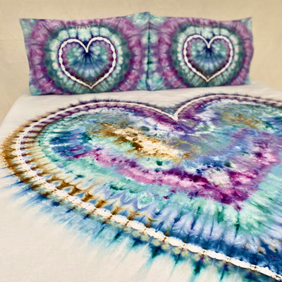 "Love's Embrace" - Tie Dye HEART Throw Set