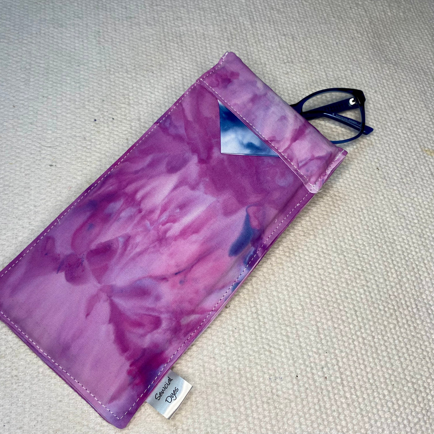 #26 Tie Dye Glasses Case - Purple with indigo/white tab