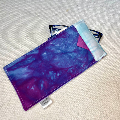 #9 Tie Dye Glasses Case - dark purple with maroon tab