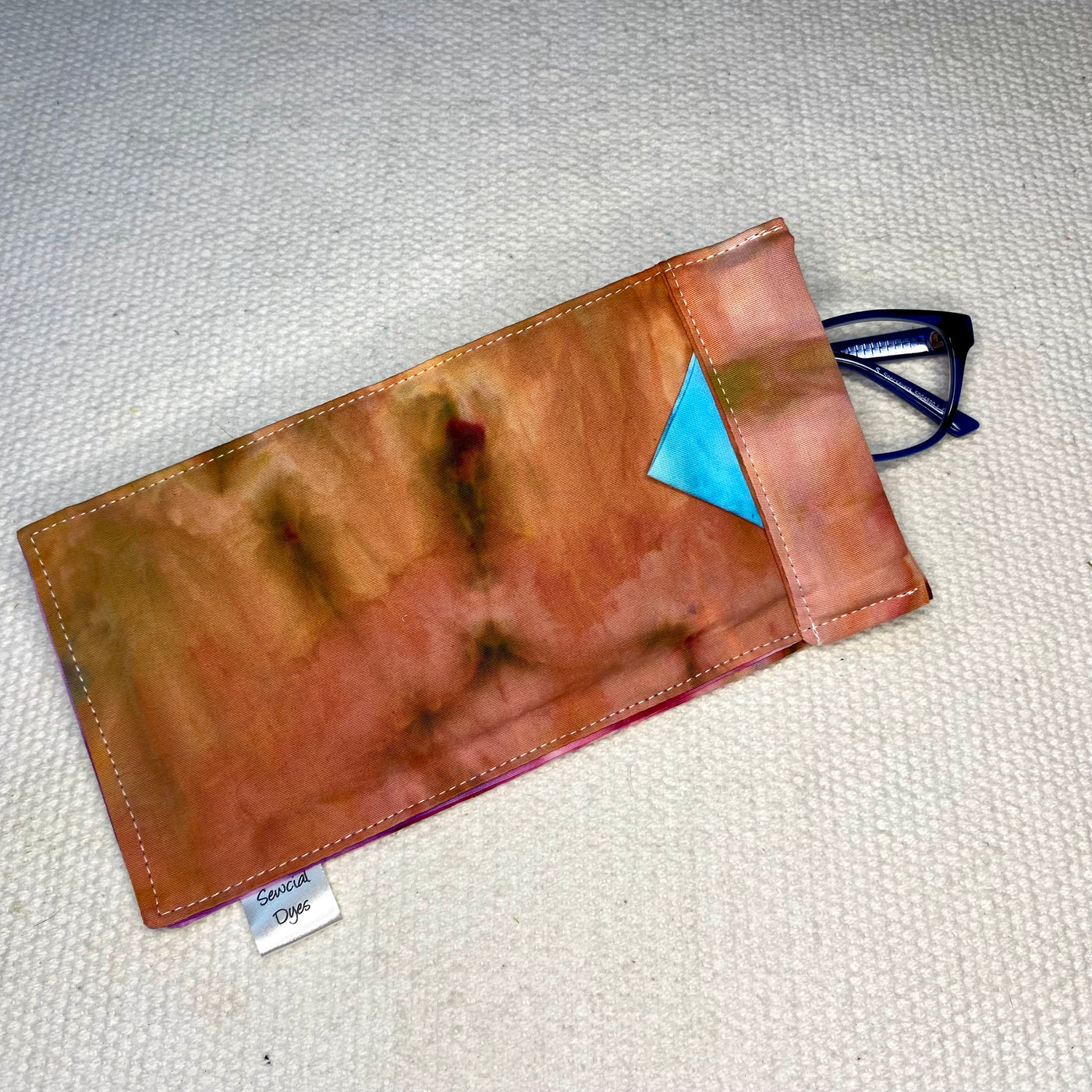 #18 Tie Dye Glasses Case - Gold with blue tab