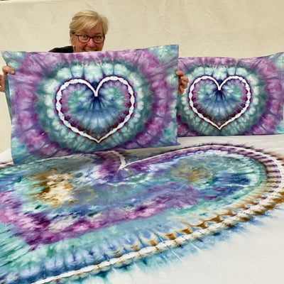 "Love's Embrace" - Tie Dye HEART Throw Set