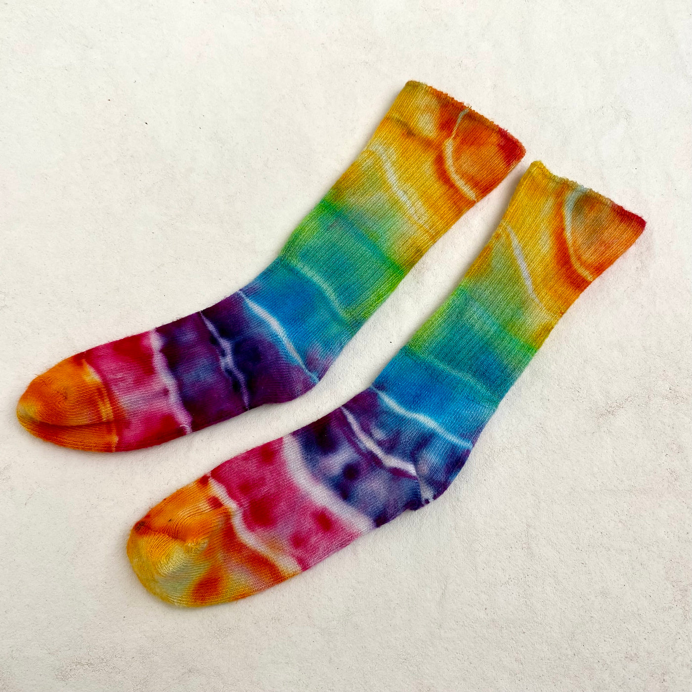 KIDS Calf socks Size 5-7 - Rainbow with orange top