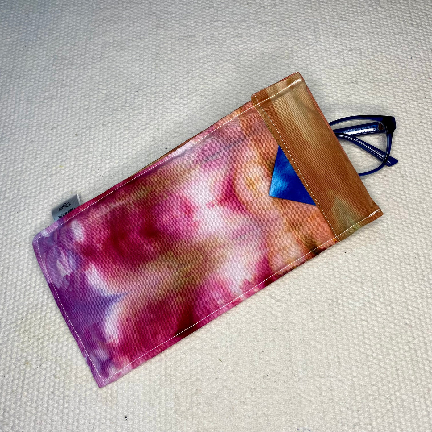 #21 Tie Dye Glasses Case - Earthy with blue tab