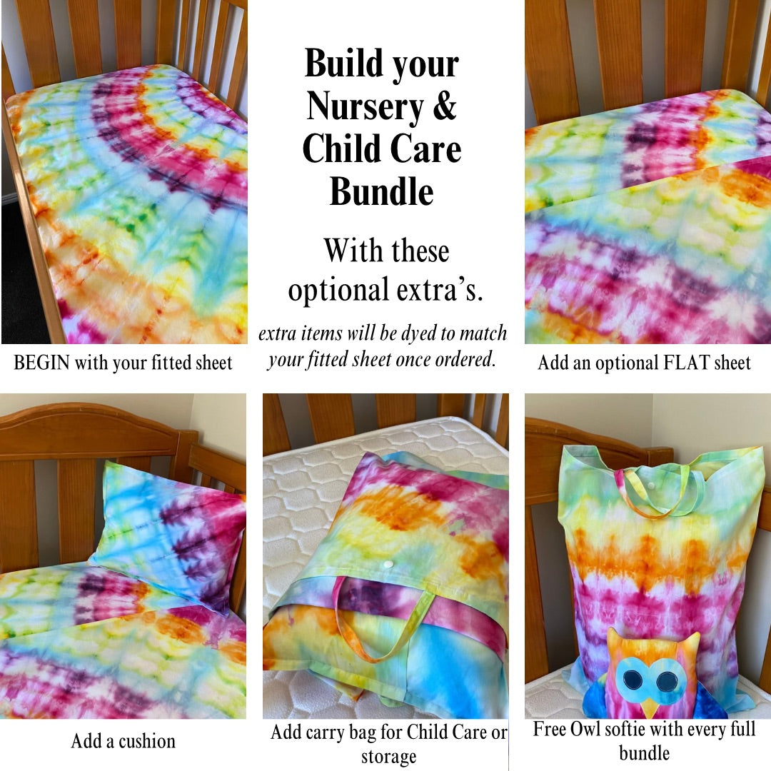 Cuddle my Love - Hand dyed |  fitted cot sheet + optional extras
