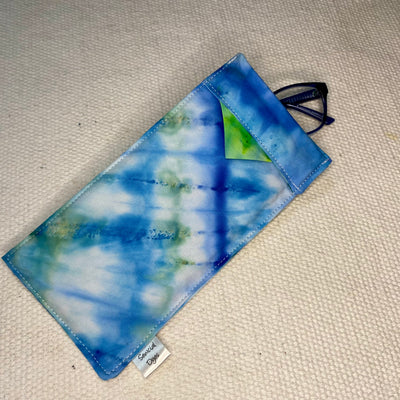 #25 Tie Dye Glasses Case - Blue with green tab