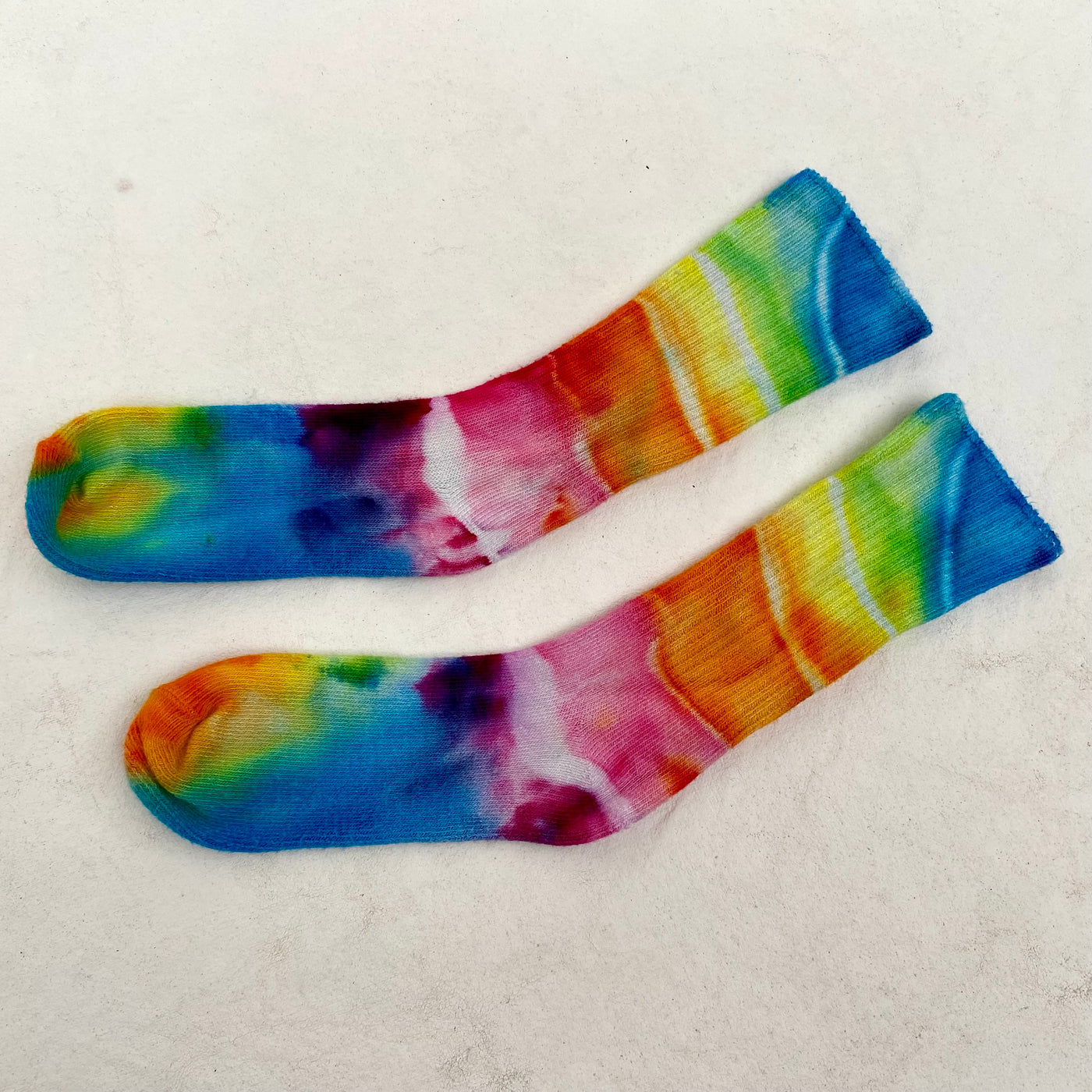 KIDS Calf socks Size 5-7 - Rainbow with blue top