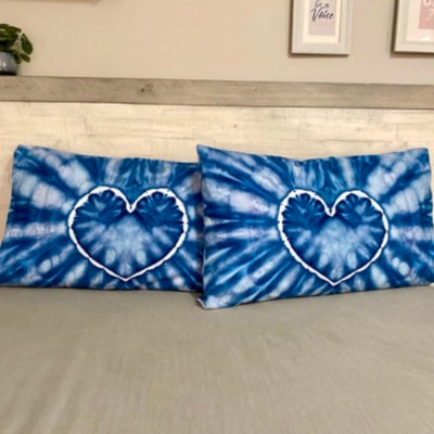 Hand Dyed pillow slips set of 2 | HEARTS