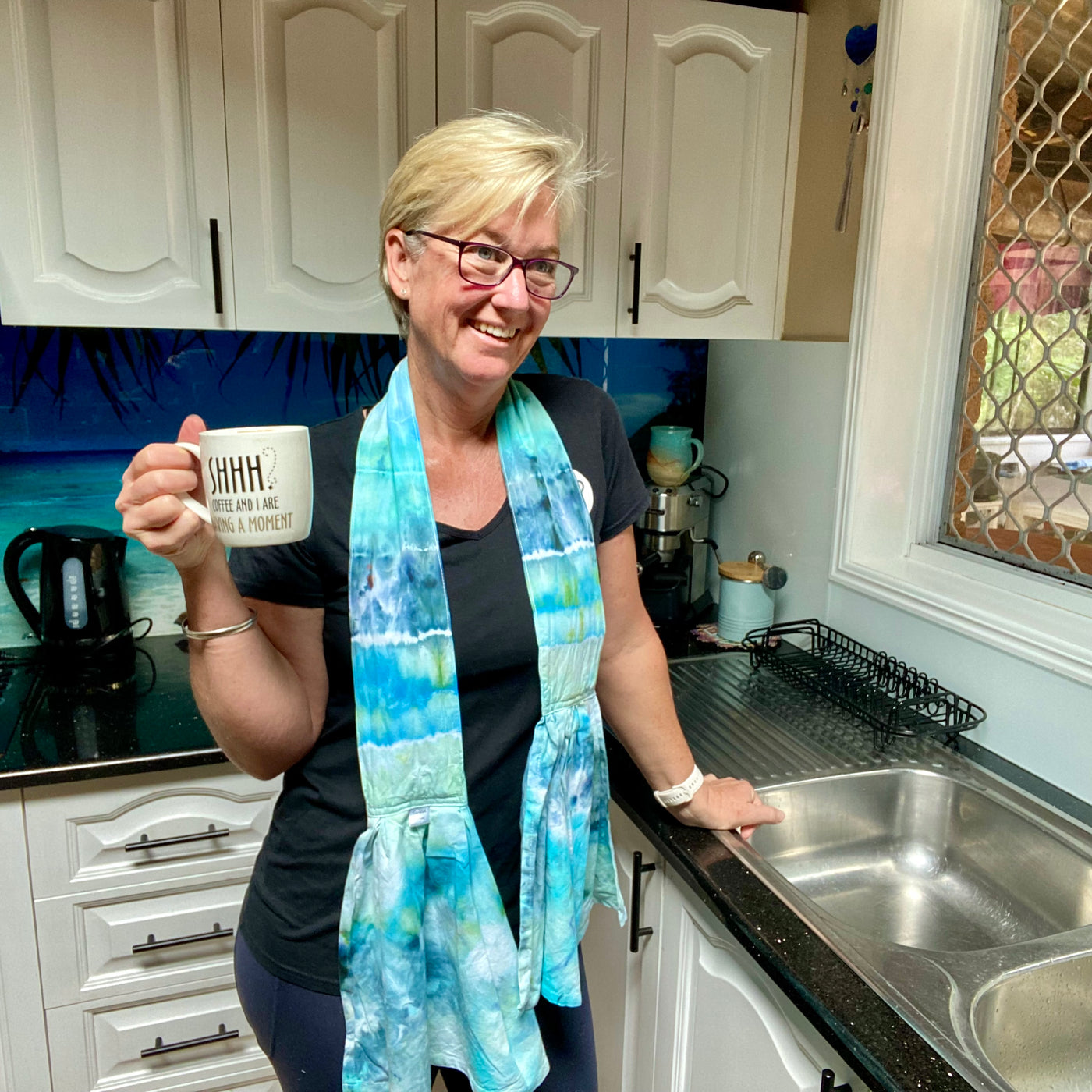 Tie Dye Kitchen Boa - Mixed Blues