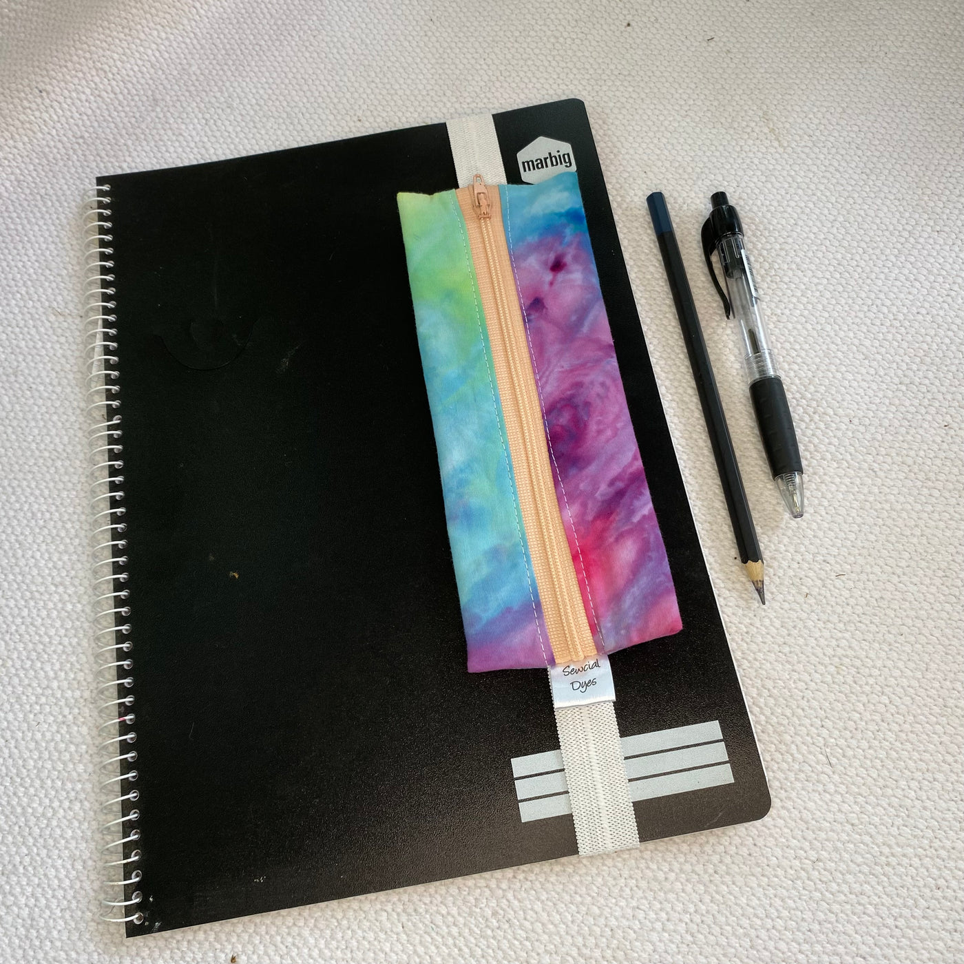 #4 - A4 size Pencil pouch / Bookmark - Green + Purple