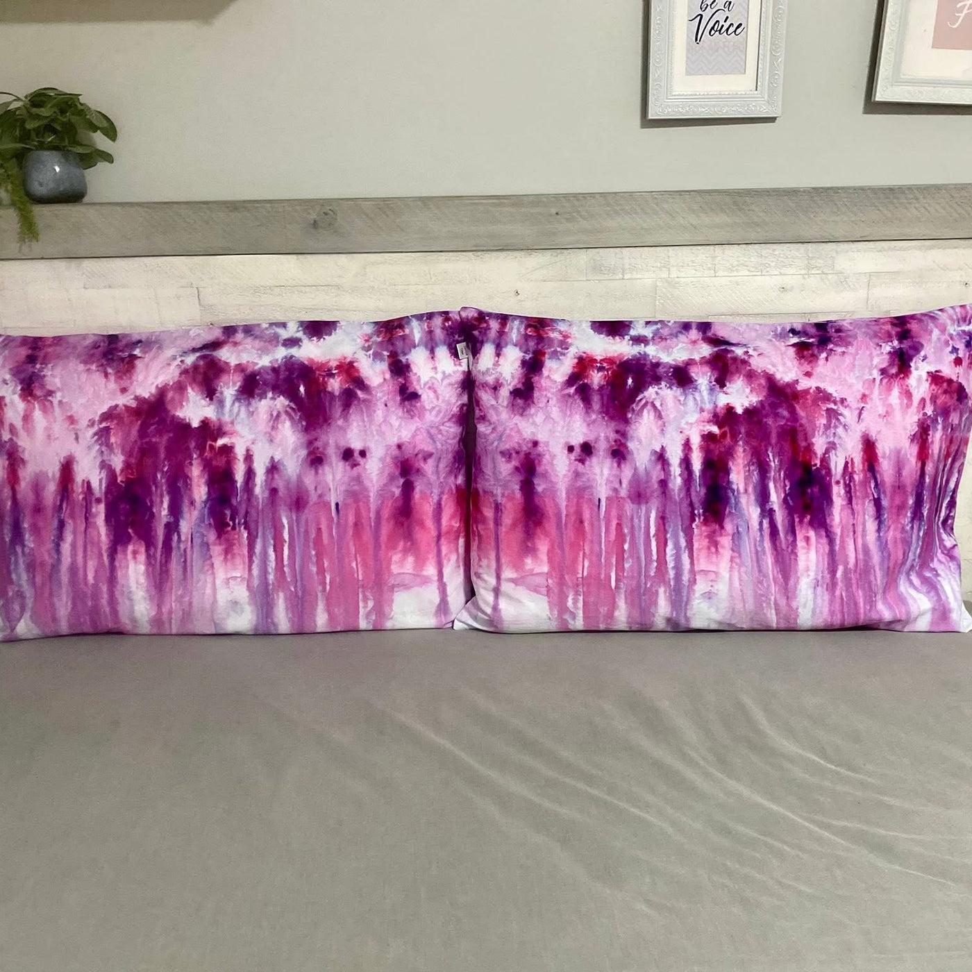 Hand Dyed pillow slips set of 2 | Pink + Purple Waterfall
