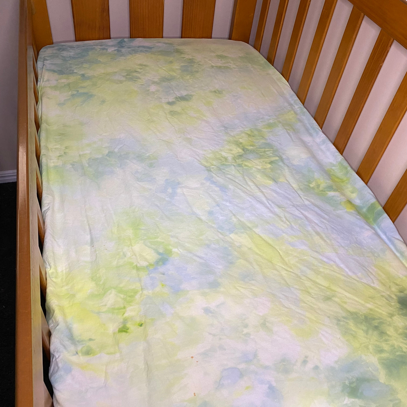 Minty Dewdrops - Hand dyed |  fitted cot sheet + optional extras