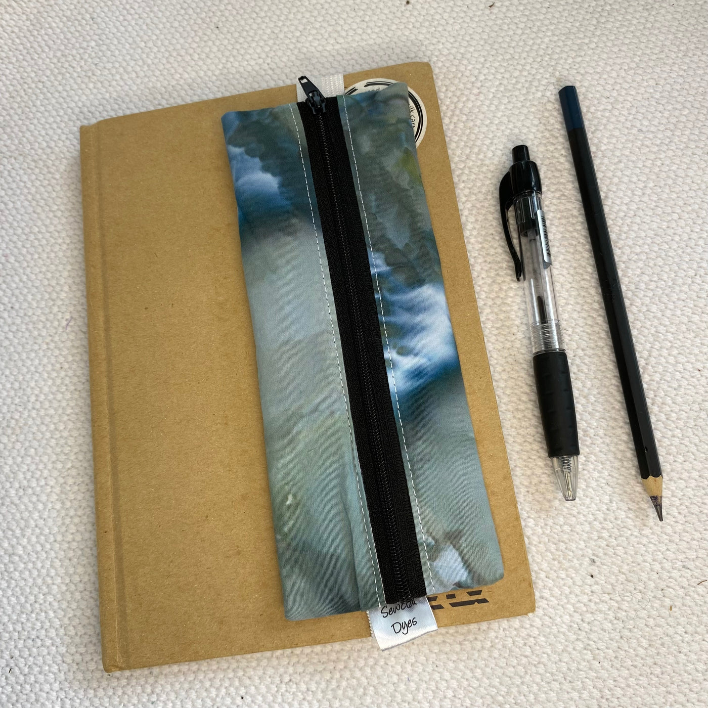 #43 - A5 size Pencil pouch / Bookmark -Blues + Greys