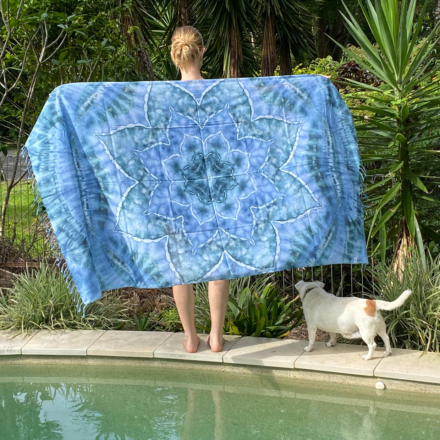 #4 Rich Blue Flower - Tie Dye Sarong