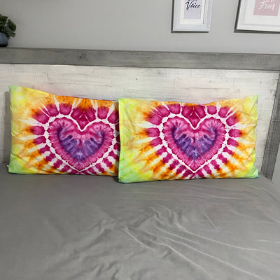 Hand Dyed pillow slips set of 2 | HEARTS