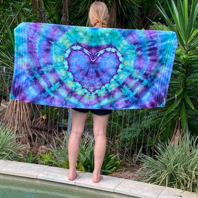 Tie Dye HEART Beach/Bath Towel