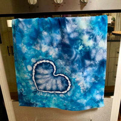 Tie Dye HEART Tea Towel