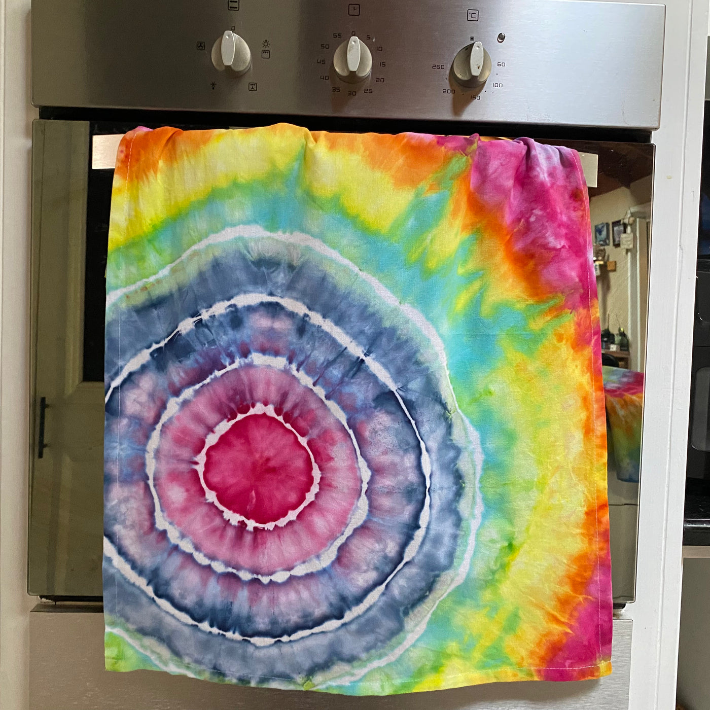 Rainbow bullseye Tie Dye Tea Towel