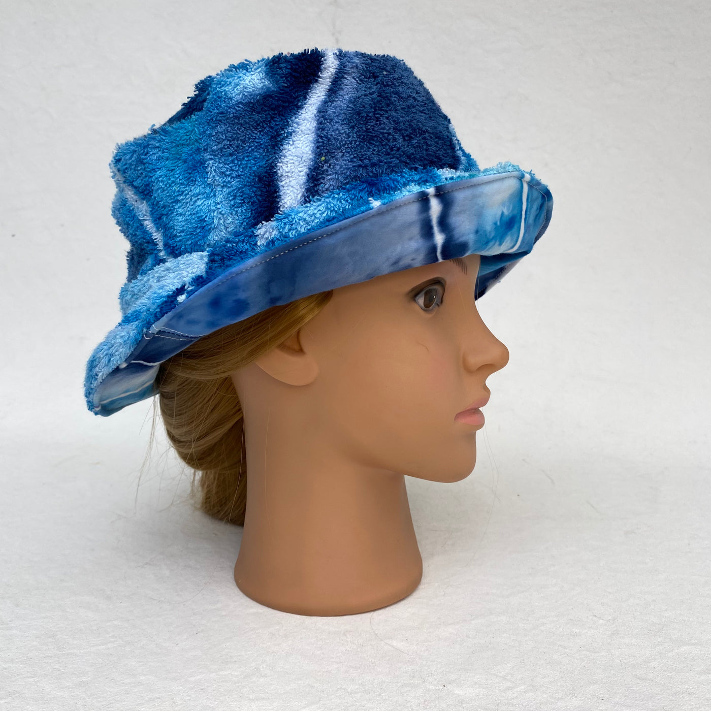#8 Blue - tie dye towelling reversible Bucket Hat