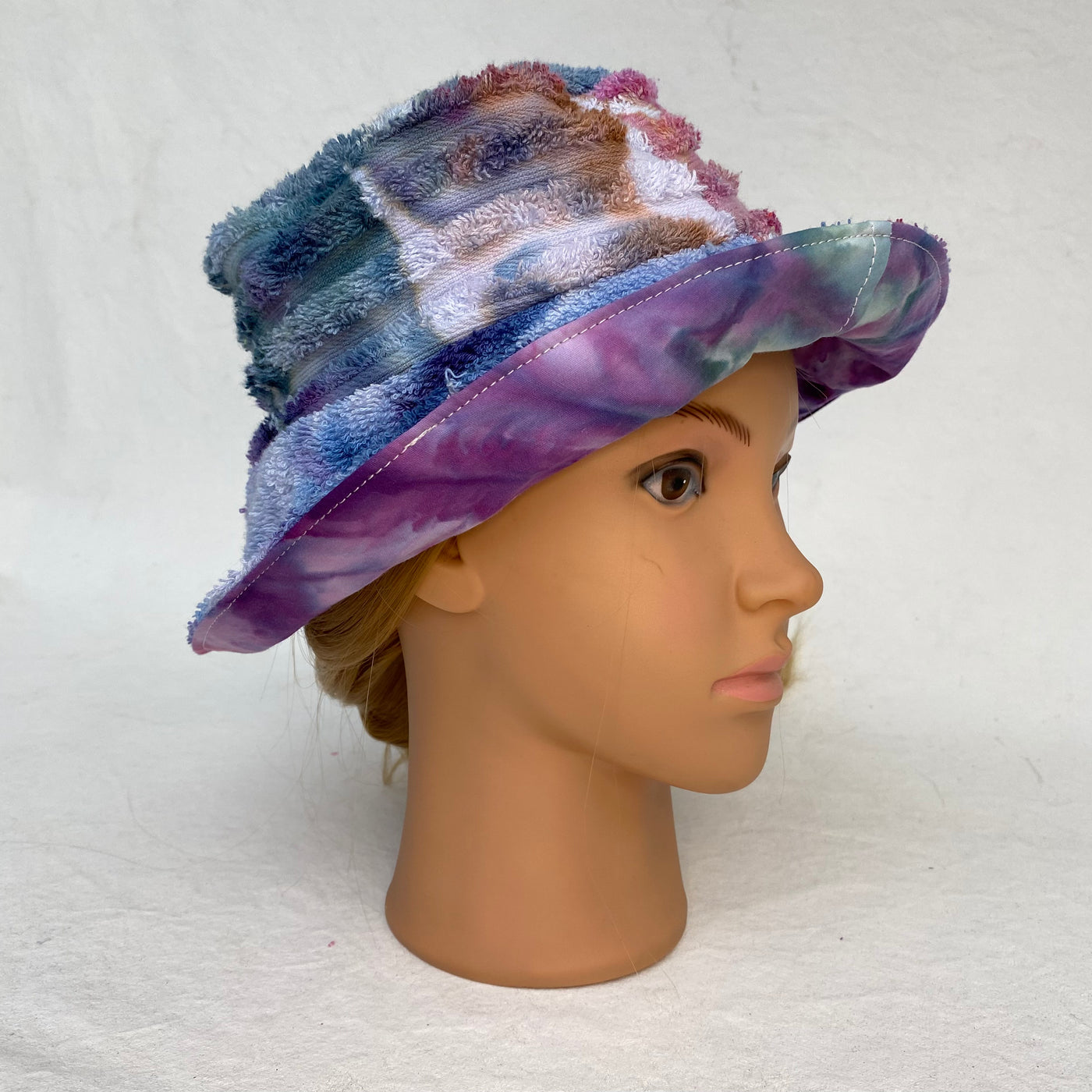 #29 Mixed earthy - tie dye towelling reversible Bucket Hat