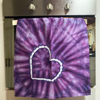 Tie Dye HEART Tea Towel