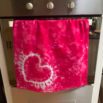 Tie Dye HEART Tea Towel