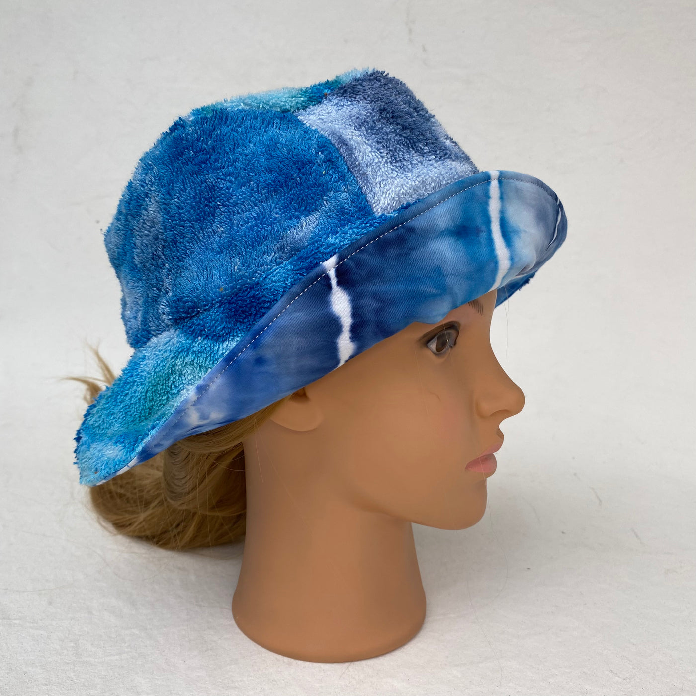 #19 Blue - tie dye towelling reversible Bucket Hat