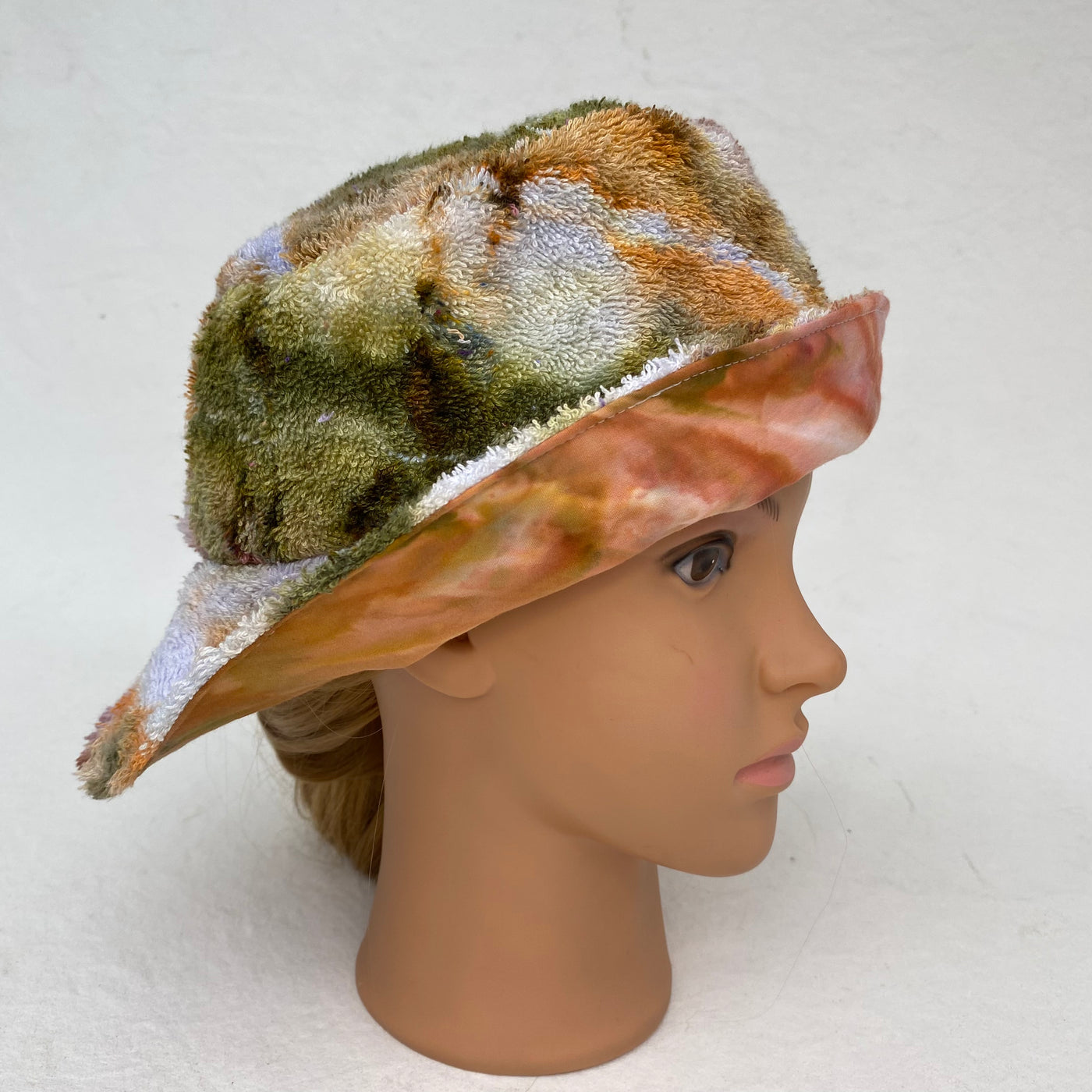 #14 Brownish - tie dye towelling reversible Bucket Hat