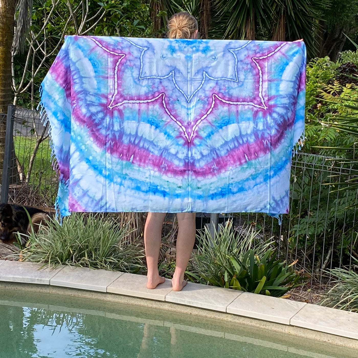 #18 Blue/Purple Flower - Tie Dye Sarong