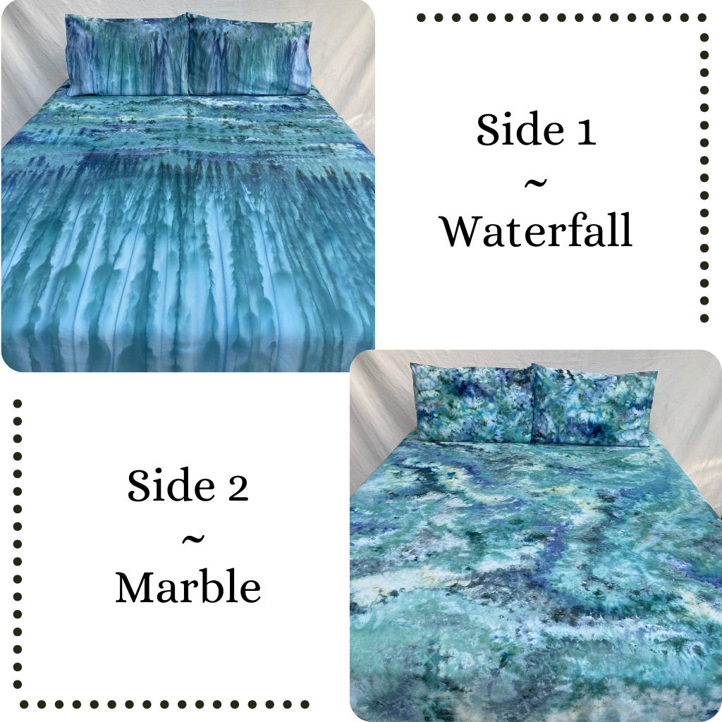 Hand dyed  doona cover | Waterfall + Marble