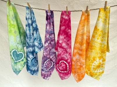 Set of 3 - Hand-Dyed Heart Tea Towel Set