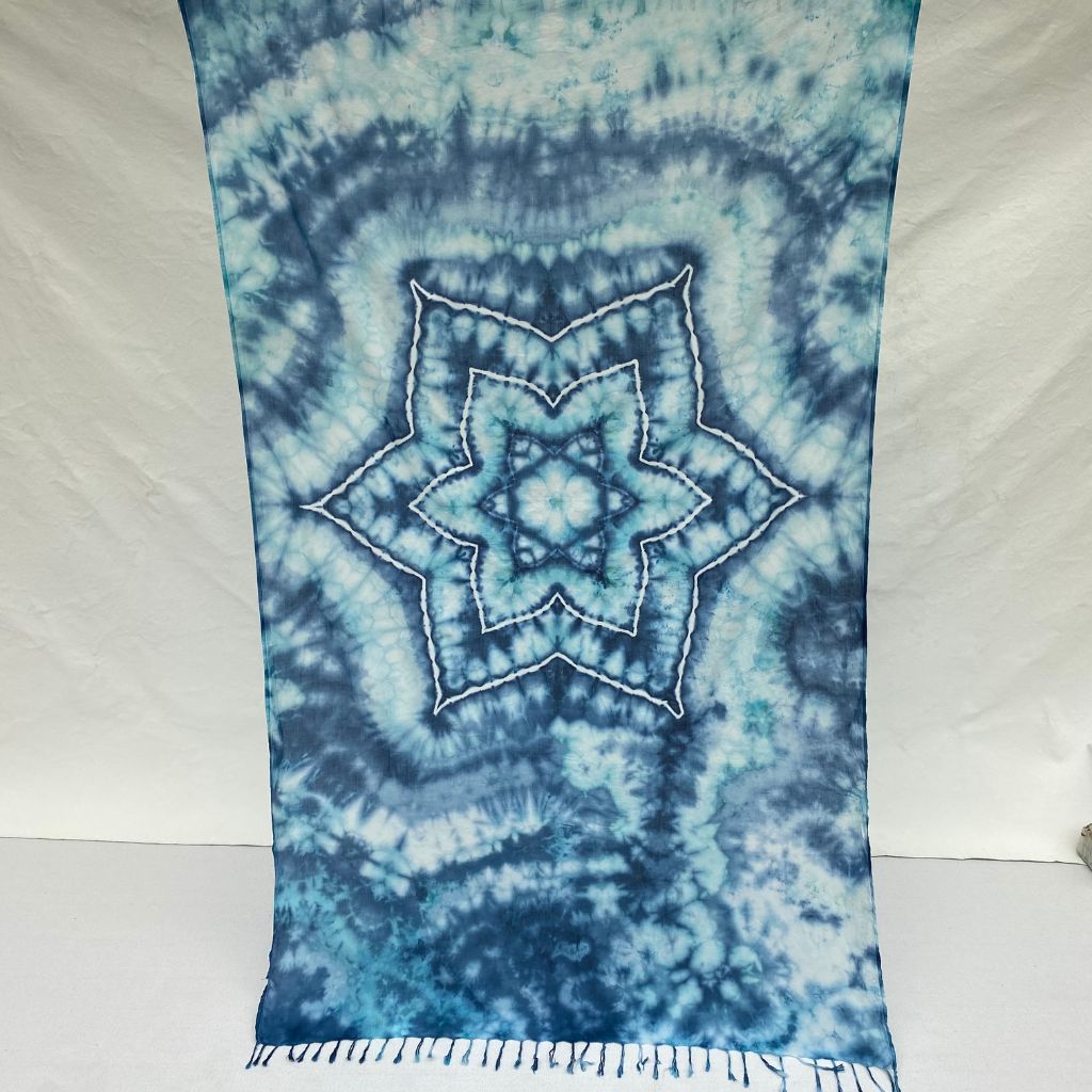 blue flower tie dye sarong