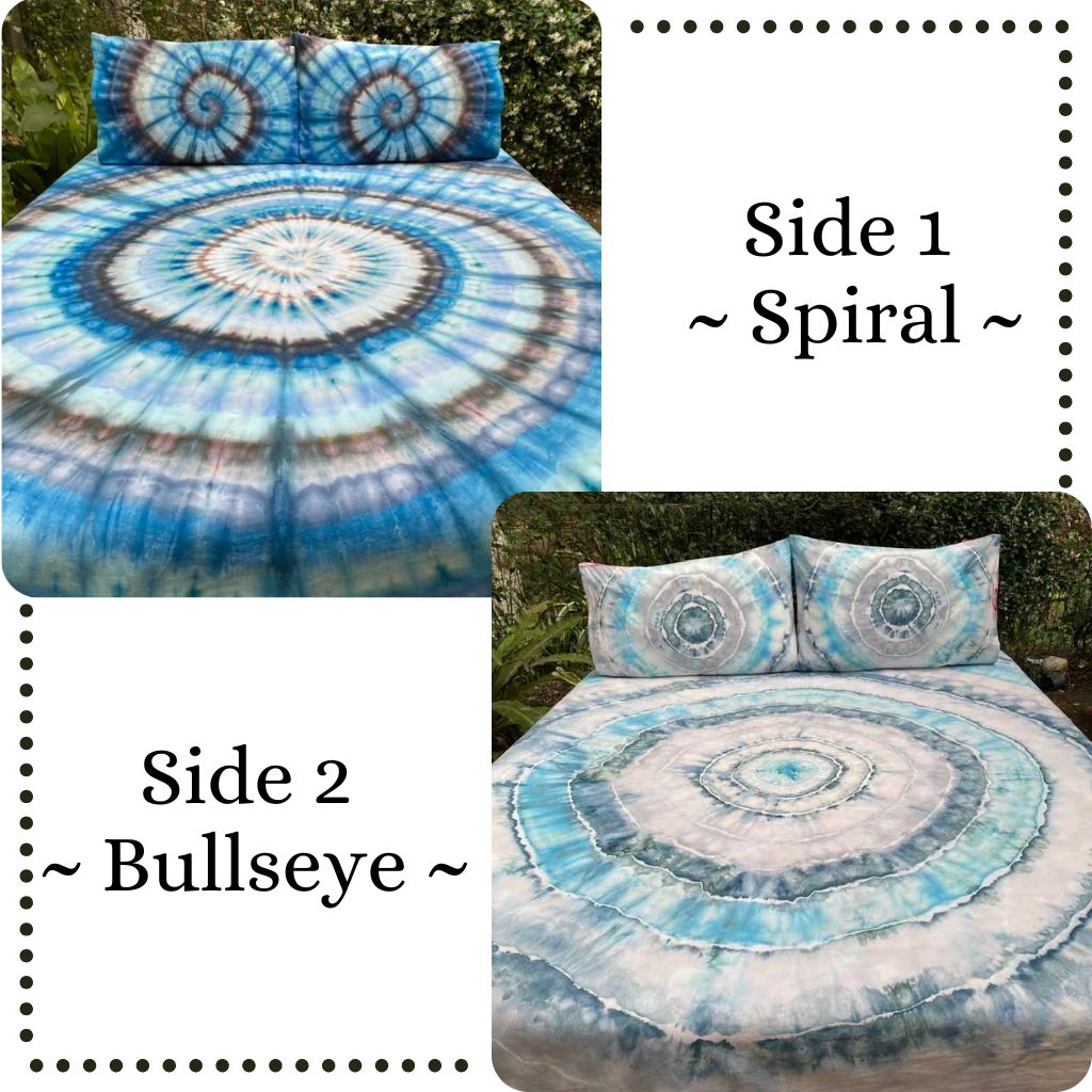 Classic Double sided  |  hand dyed doona cover  |  Spiral + Bullseye Designs