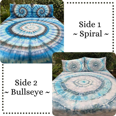 Classic Double sided  |  hand dyed doona cover  |  Spiral + Bullseye Designs