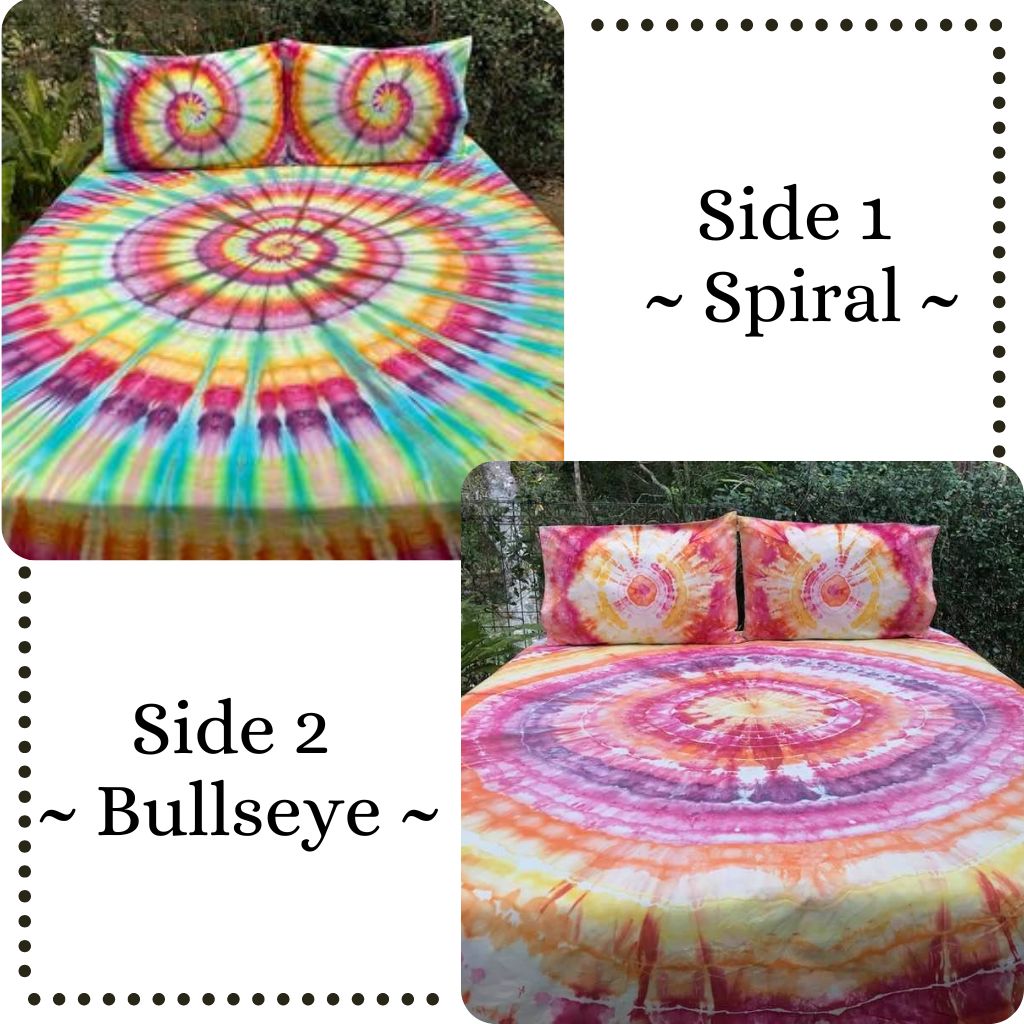 Classic Double sided  |  hand dyed doona cover  |  Spiral + Bullseye Designs
