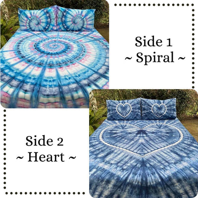 Classic Double sided  |  hand dyed doona cover  |  Spiral + Heart Designs