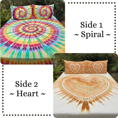 Classic Double sided  |  hand dyed doona cover  |  Spiral + Heart Designs