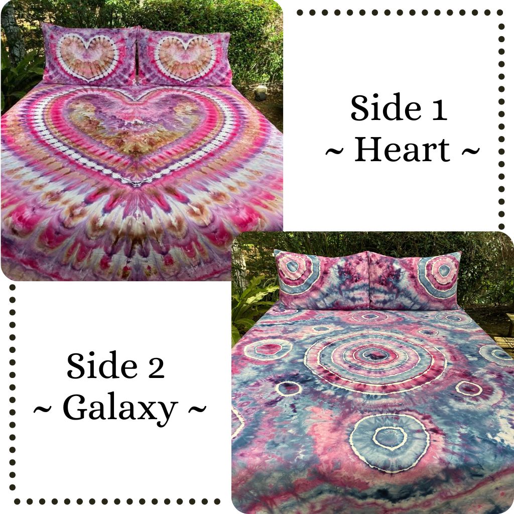 Classic Double sided  |  hand dyed doona cover  |  Heart + Galaxy Designs