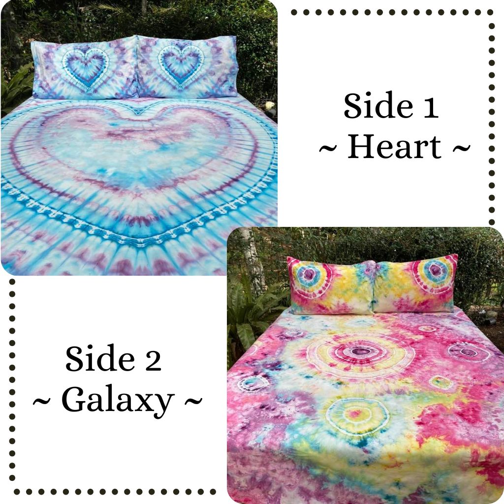 Classic Double sided  |  hand dyed doona cover  |  Heart + Galaxy Designs