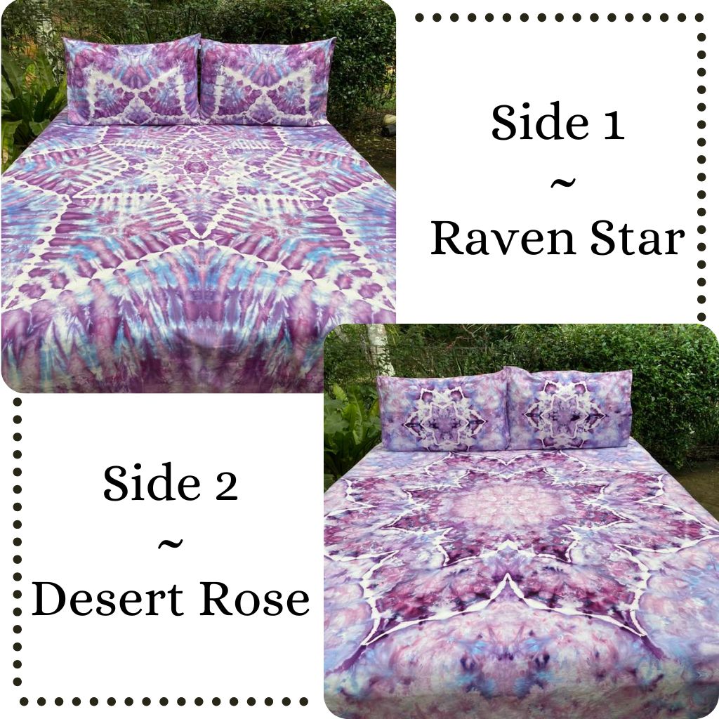 Artisan Double sided | hand dyed doona cover | Raven Star + Desert Ros ...