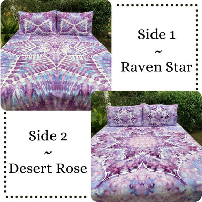 Artisan Double sided  |  hand dyed doona cover  |  Raven Star + Desert Rose